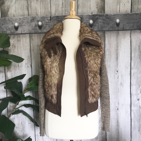 Fascinate Jackets & Blazers - Cozy Faux Fur Zipper Jacket with Sweater Arms